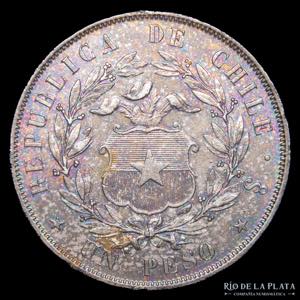 Chile. 1 Peso 1853 So. Santiago mint. ... 