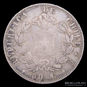 Chile. 1 Peso 1855 So. Santiago mint. ... 