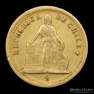 Chile. 1 Peso 1861. Oro Au.900; 14.0mm; ... 