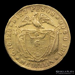 Estados Unidos de Colombia. 10 Pesos 1867. ... 