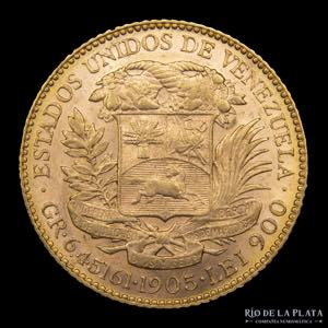Venezuela. 20 Bolivares 1905. Oro (AU.900); ... 