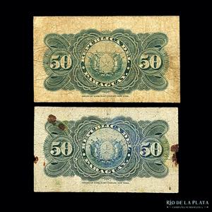 Paraguay. 2 x 50 Centavos Fuerte 1916. ... 