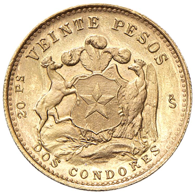 Cile - 20 Pesos 1961 - KM# 161 Au ... 