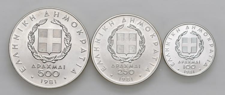 Grecia - 500-250-100 Dracme 1981 - ... 