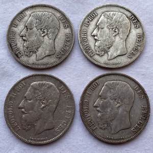 Belgio -  Lotto di quattro monete da 5 ... 