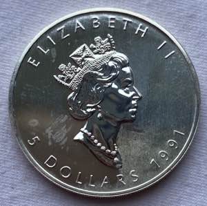 Canada Elisabetta II 5 Dollari Oncia 1991 ... 