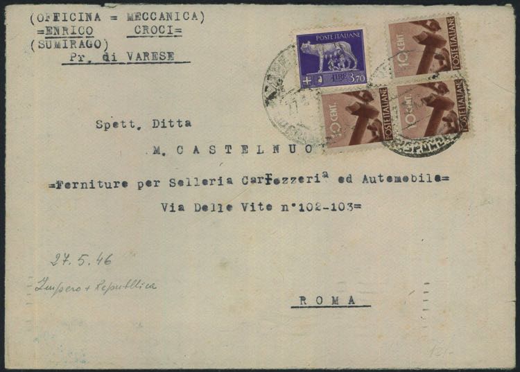 27.5.1946 - Lettera da Sumirago a ... 