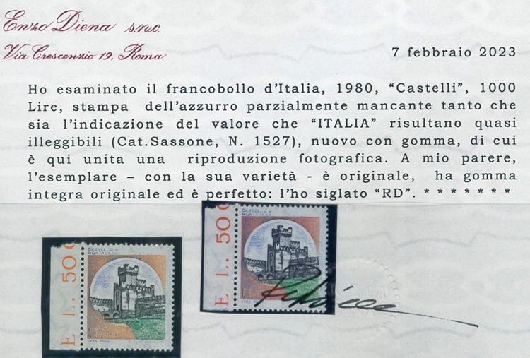 Castelli, 1.000 lire n. 1527 ... 