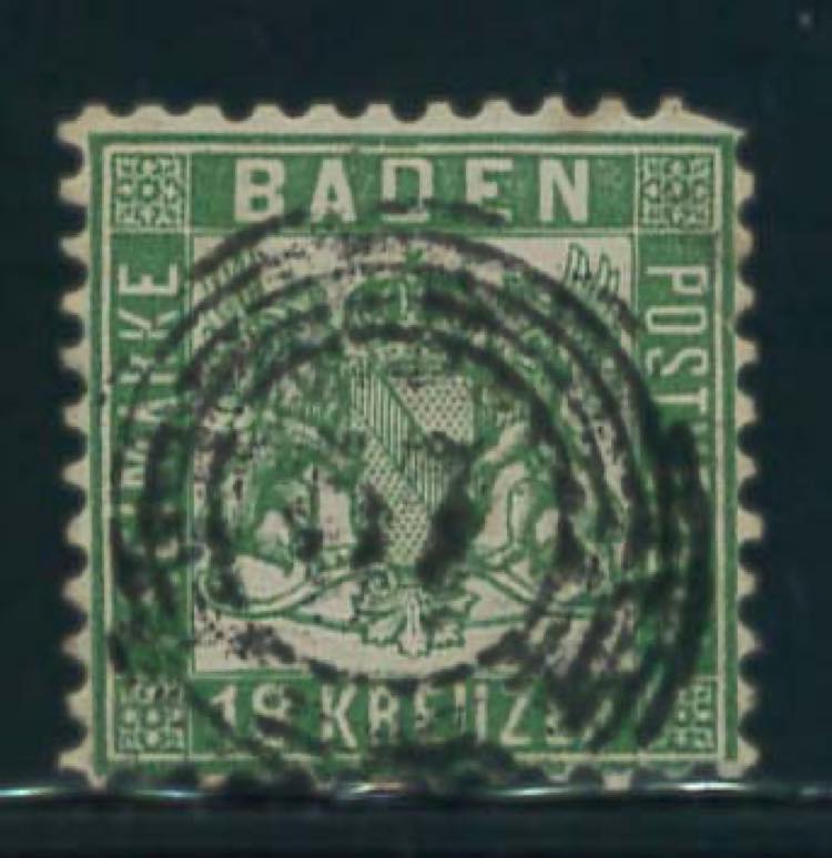 BADEN - 18 kr. verde n. 20, angolo ... 