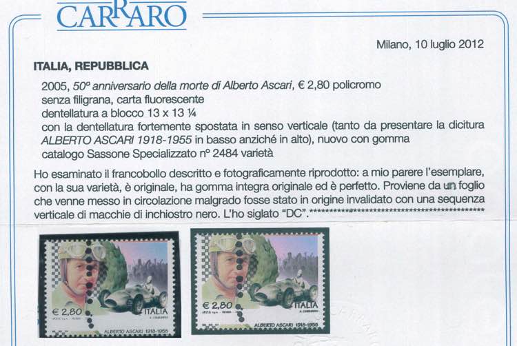 Ascari, euro 2,80 n. 2835 con ... 
