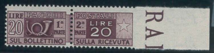 Pacchi Postali 20 lire n. 74m, non ... 