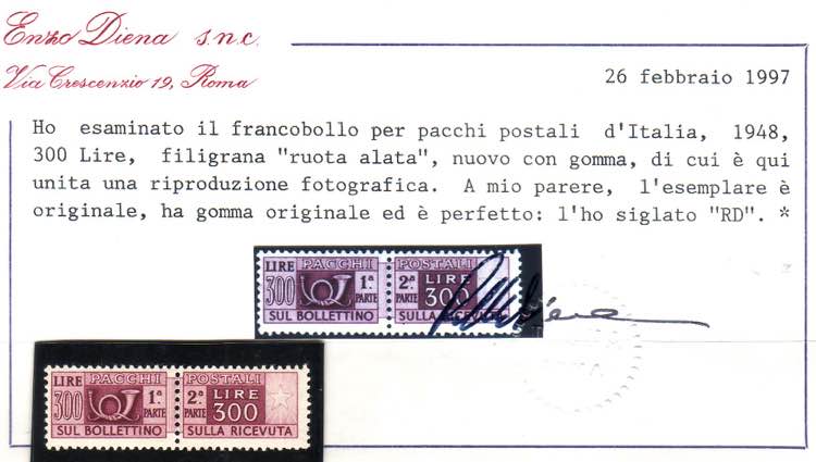 Pacchi Postali 300 lire fil. ruota ... 