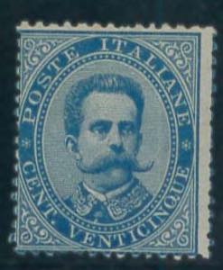25 c. azzurro n. 40, decentrato (ED). (500)