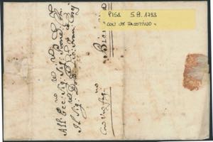 PISA - Lettera per Bientina del 5.9.1733 ... 