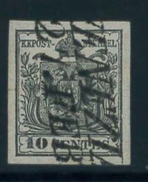 10 c. nero n. 2, ben marginato. (375)