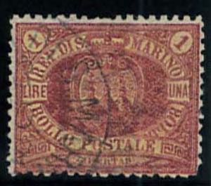 1 lira rossa, n. 20, annullo nitido. (1250)