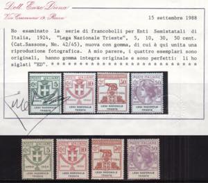 Lega Nazionale Trieste, serie cpl. n. 42/45 ... 