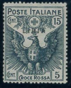 Croce Rossa 15 c. n. 14a, con sovrastampa ... 