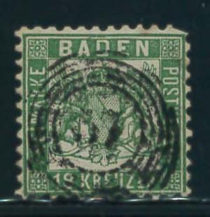 BADEN - 18 kr. verde n. 20, angolo superiore ... 