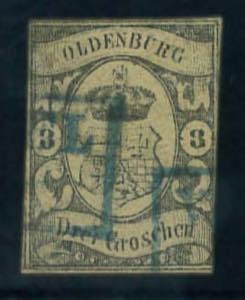 OLDEMBURG - 3 gr. giallo n. 8, margine ... 