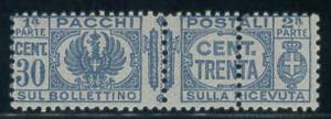 Pacchi Postali 30 c. n. 27m, con doppia ... 