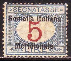 Segnatasse 5 lire sovr. Somalia Italiana ... 