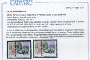 Ascari, euro 2,80 n. 2835 con dentellatura ... 