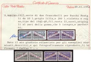 Pacchi Postali 10 e 300 lire, serie cpl. n. ... 
