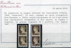 Imperiale 10 c. n. 245e, in coppia verticale ... 