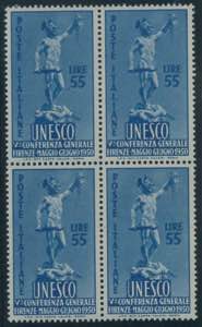 Unesco, 55 lire n. 619 in quartina ... 