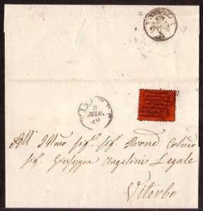 10 c. n. 26 su lettera da VETRALLA (timbro ... 