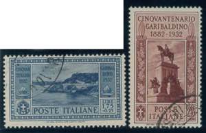 Garibaldi, 1,75 e 2,55 lire n. 322/3 con ... 