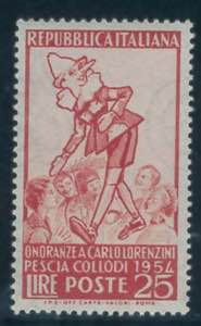 Pinocchio fondo bianco, 25 lire n. 746a, ... 
