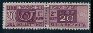 Pacchi Postali 20 lire n. 74/I, con ... 