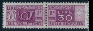 Pacchi Postali, 30 lire n. 75/III, con ... 