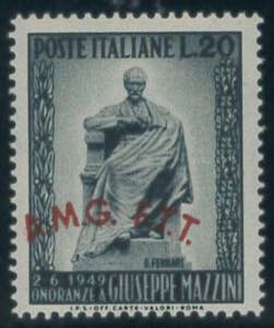 Mazzini, 20 lire n. 47a, con sovr. spostata ... 