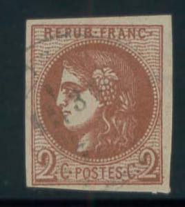 FRANCIA - 2 c. rosso mattone n. 40d (II ... 