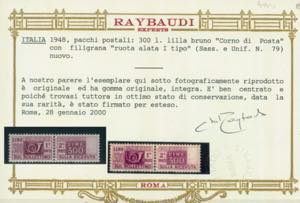 Pacchi Postali 300 lire fil. ruota n. 79, ... 