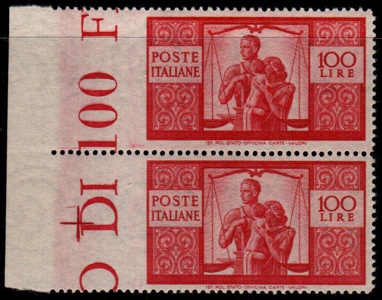 FRANCOBOLLI - Democr. 100 l. dent. ... 