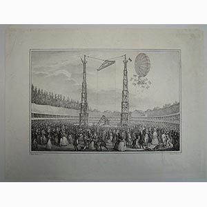 1838, Bologna - litografia del Volo del ... 