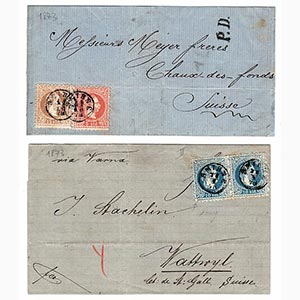 2 lettere del 1873 da Smirne alla Svizzera ... 