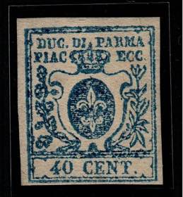 PARMA - III em. 40 c. azzurro scuro, cifra ... 