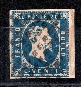 SARDEGNA - I em. 20 c. azzurro (2) ben ... 
