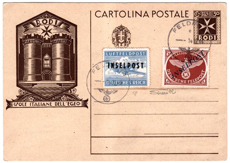 OCCUPAZIONI II GUERRA - Cart. postale Rodi ... 