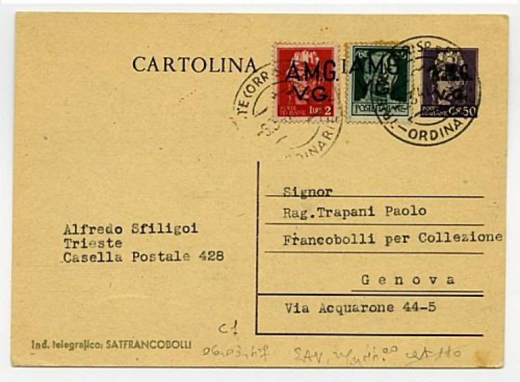 TRIESTE AMG-VG - C 1, 50 c. sopr. a mano da ... 