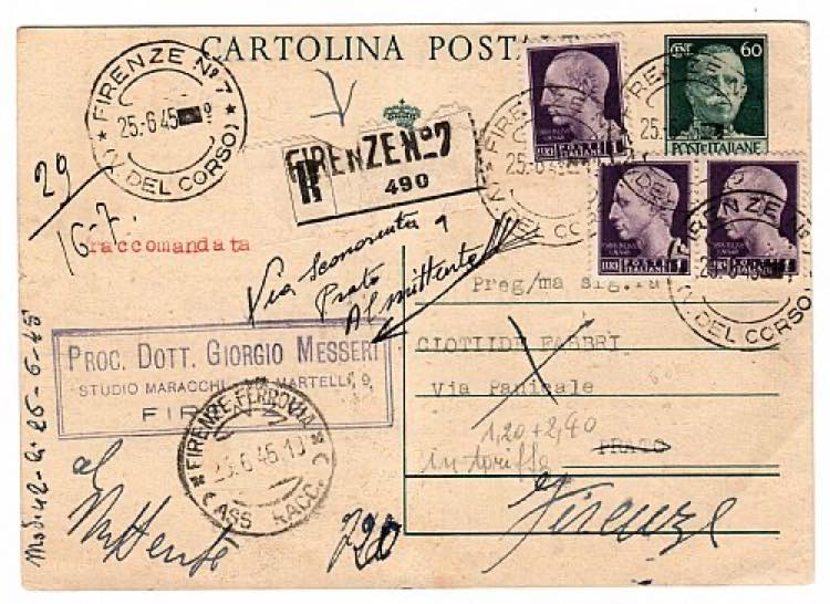 LUOGOTENENZA - C 113, 60 c. racc. da Firenze ... 