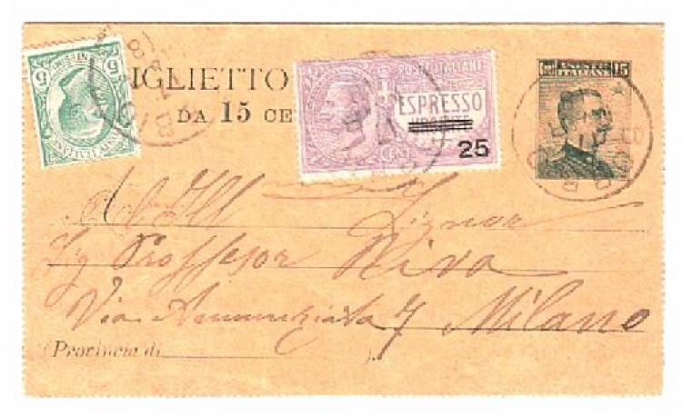 REGNO DITALIA - B 13, 15 c. agg. Leoni 5 c. ... 