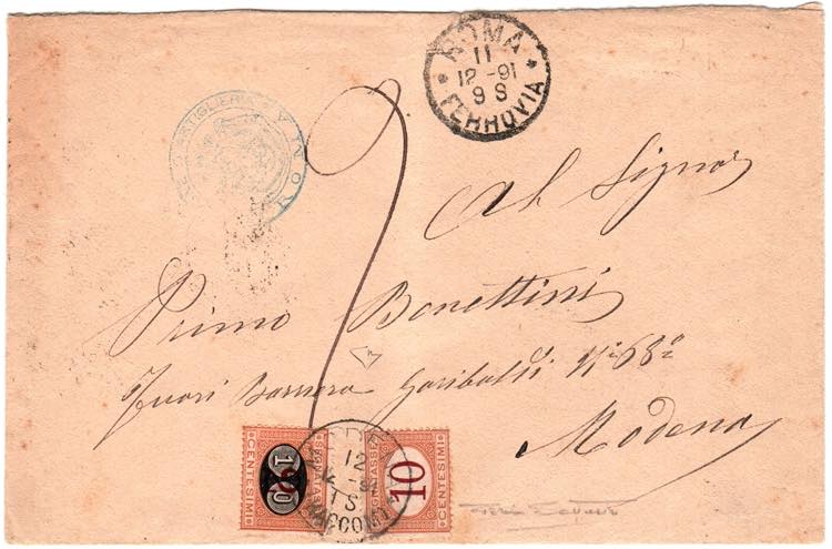 SEGNATASSE - Da Roma 11.12.1891 a Modena, ... 