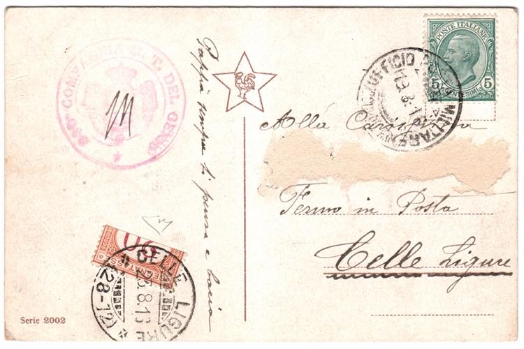 SEGNATASSE - Cartolina del 19 AGO 1918 da un ... 