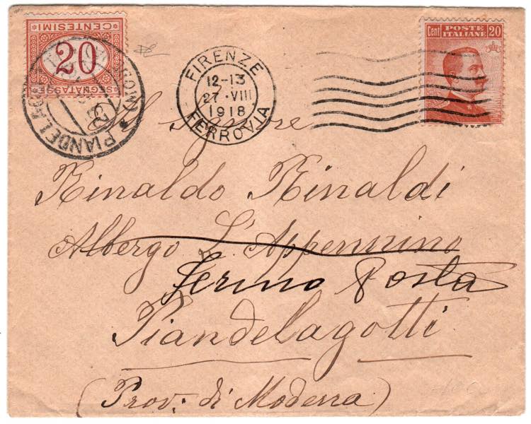 SEGNATASSE - Da Firenze 27 AGO 1918 a ... 